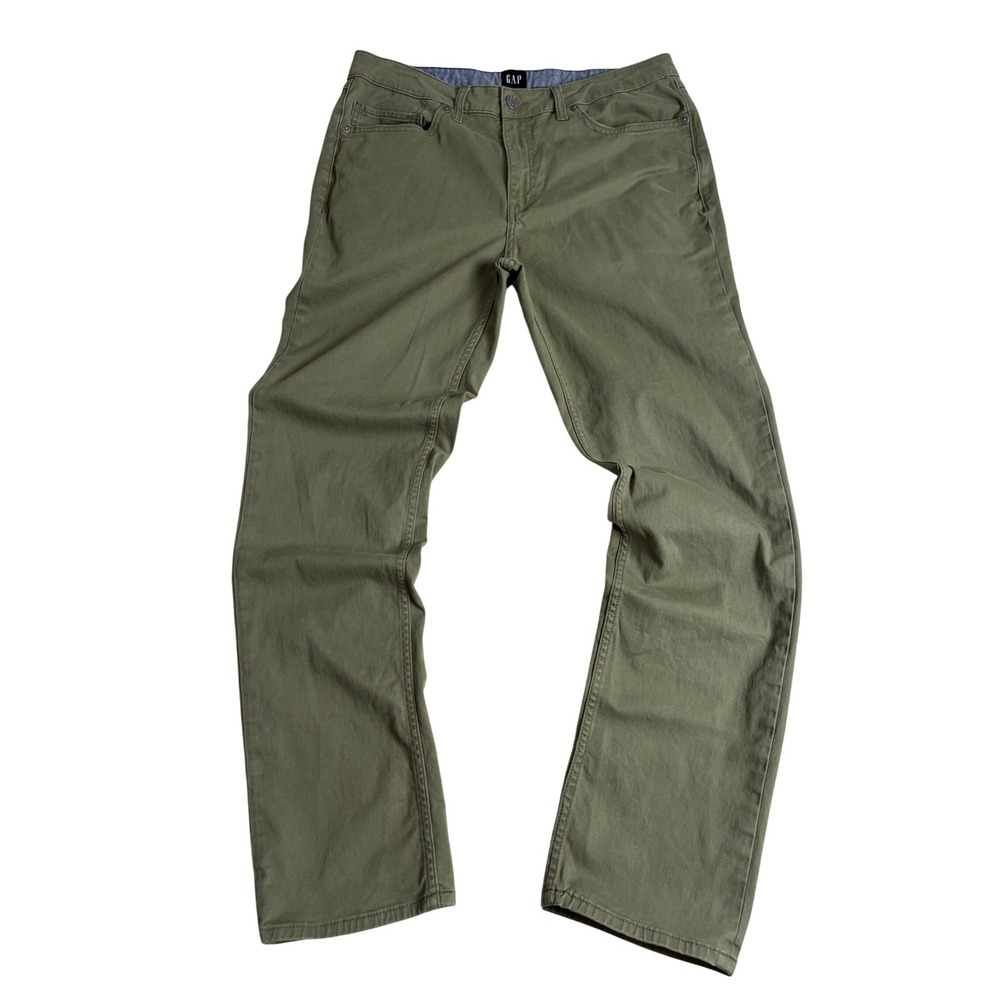 Corpcore Gap Mens Military Olive Green Straight Leg Stretch Cotton Pants 34x32
